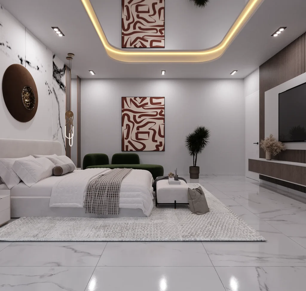 Madam's private bedroom at Veronica Courts Abuja with bespoke interior design