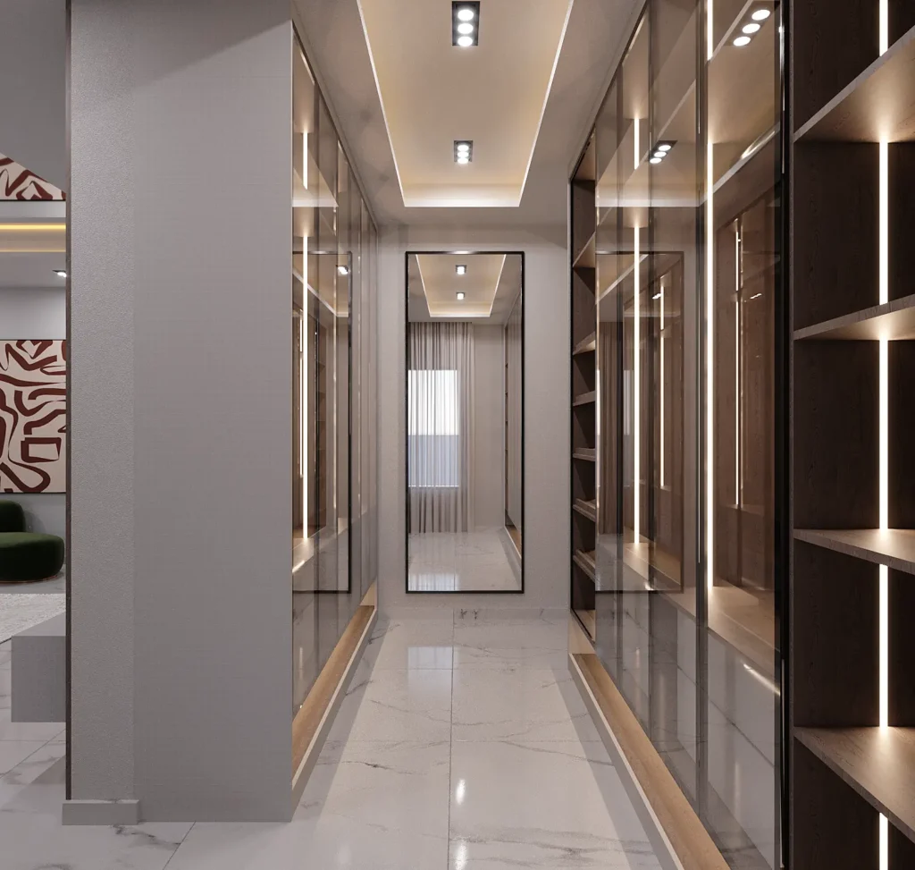 Custom walk-in wardrobe at Veronica Courts Abuja luxury duplex