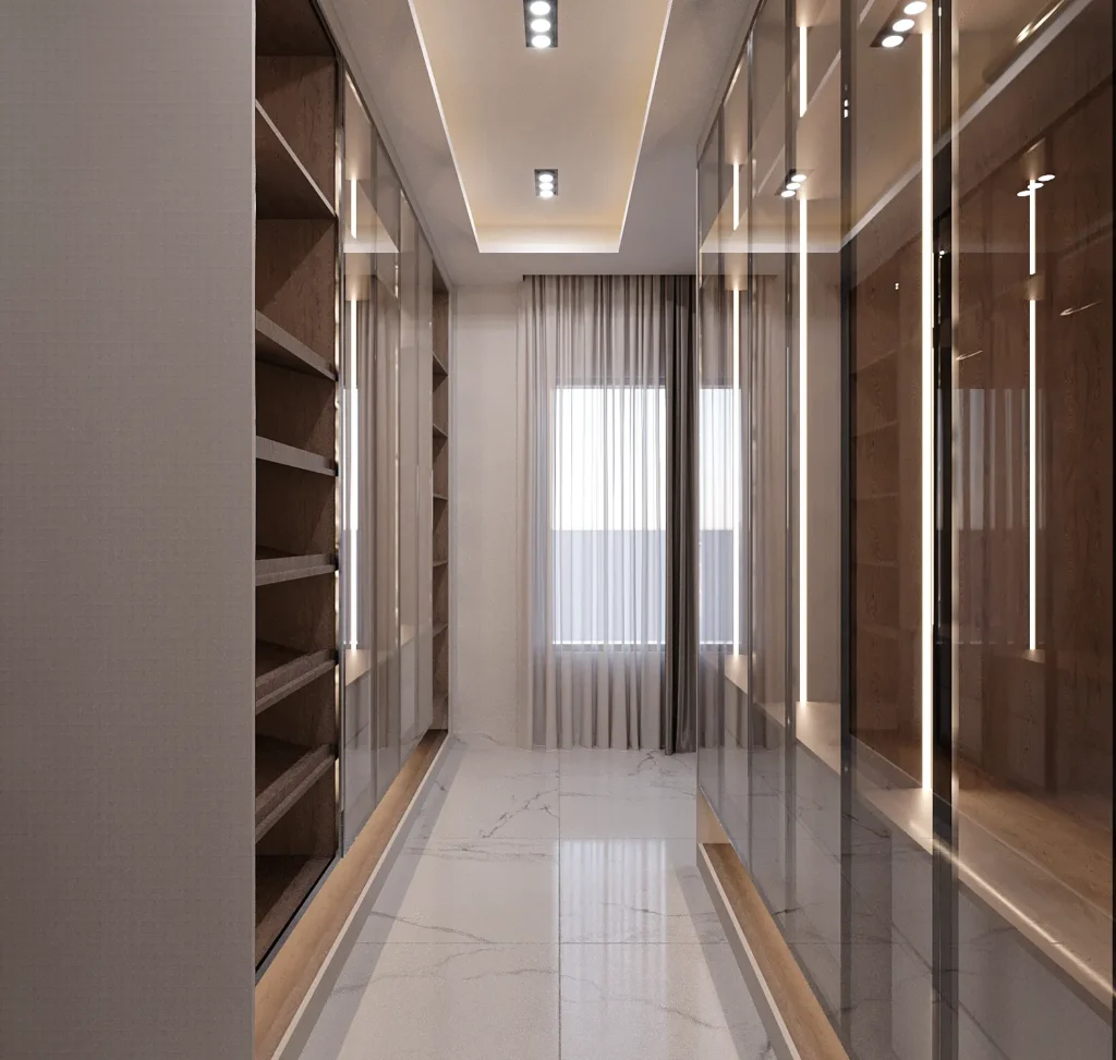Veronica Courts Asokoro fitted dressing room with floor-to-ceiling storage